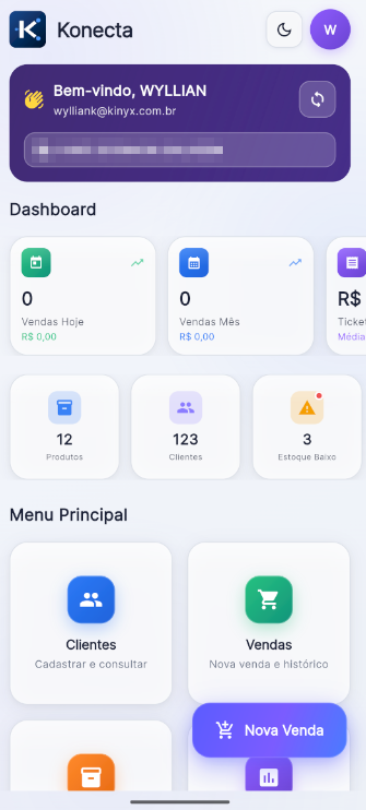 Tela inicial do app — onboarding concluído