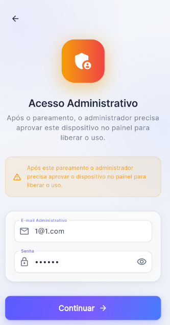 Tela de login mobile