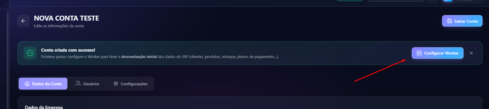 Banner pós criação de conta