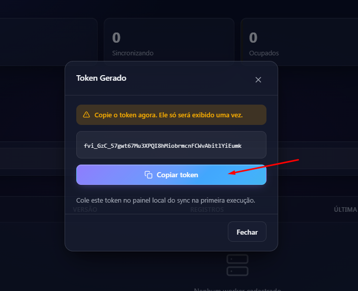 Token de instalação gerado