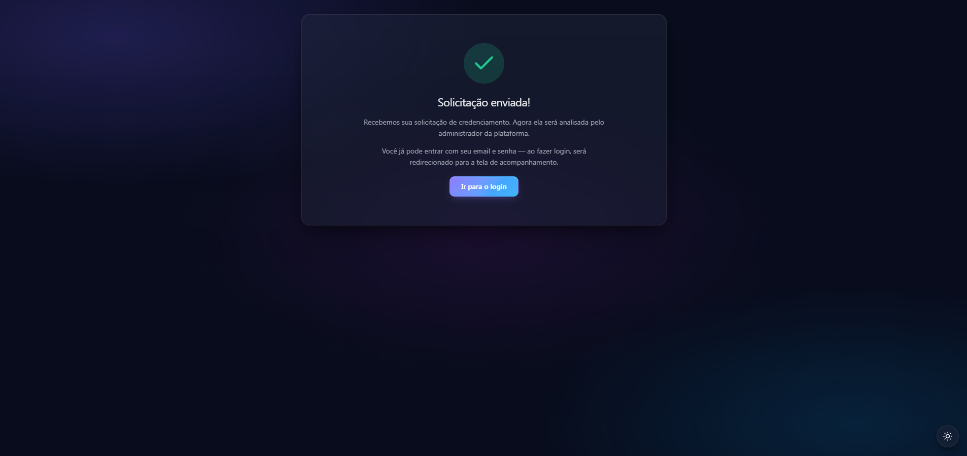 Solicitação enviada