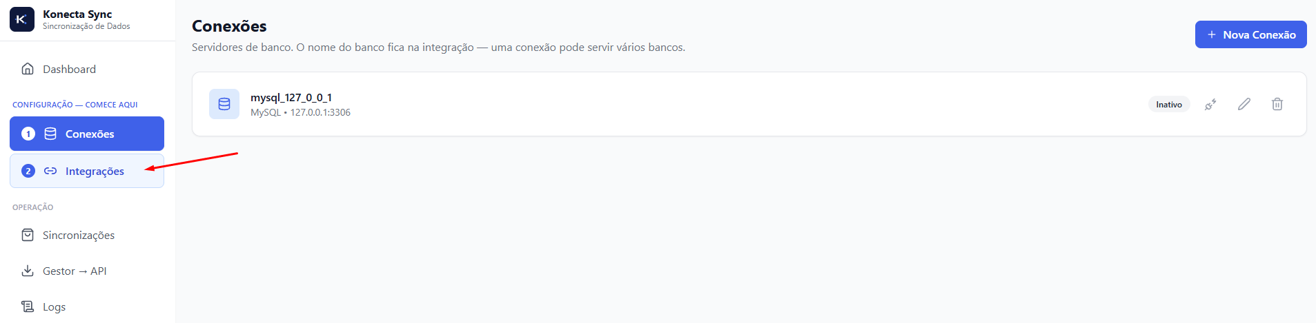Teste de conexão bem-sucedido
